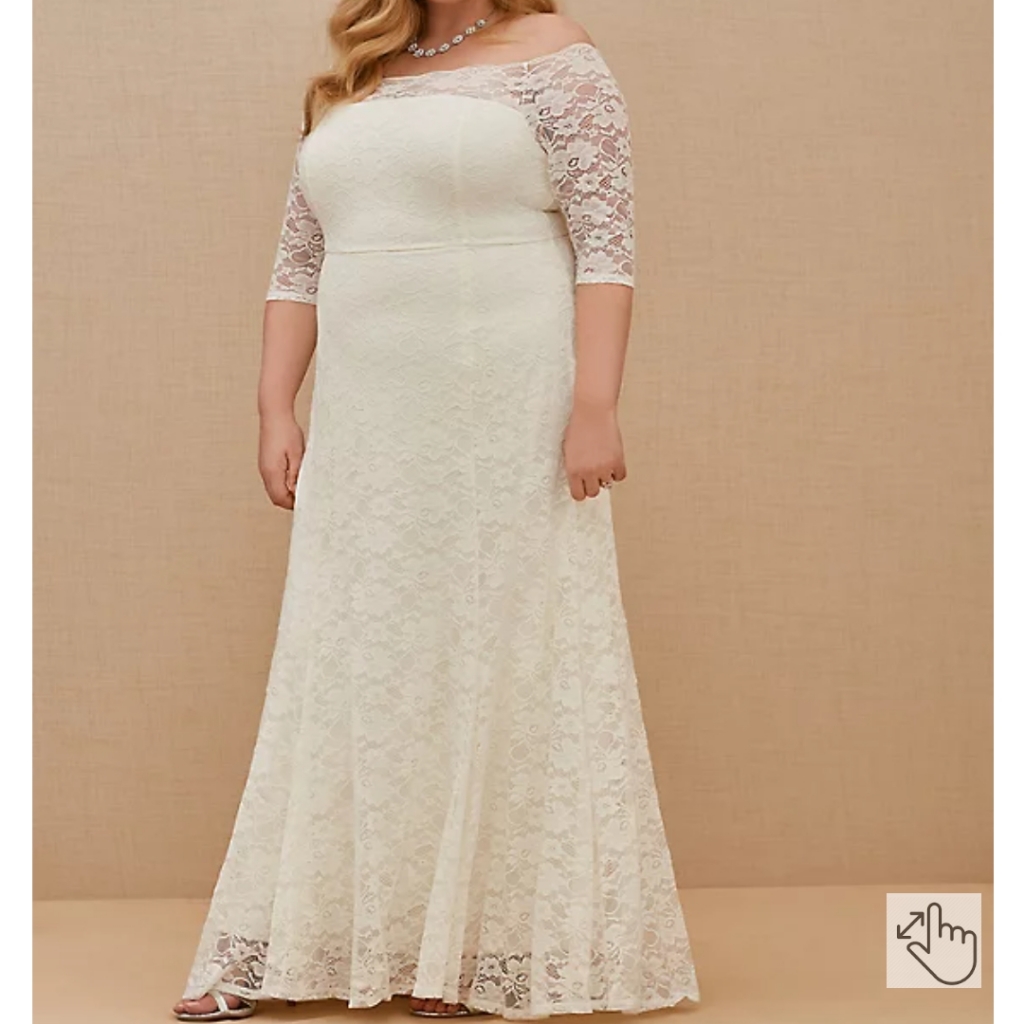 Torrid Ivory Lace Off Shoulder Fit & Flare Wedding Dress Nwt Sizes 16 & 18